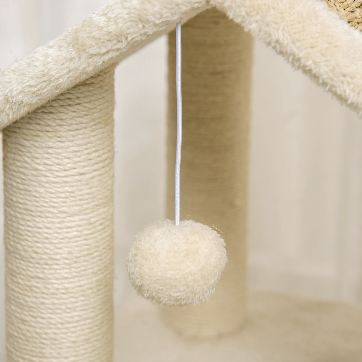 PawHut mit Katzenhöhle inkl. Spielzeug  Sisal Plüsch Khaki + Beige + Kaffee
