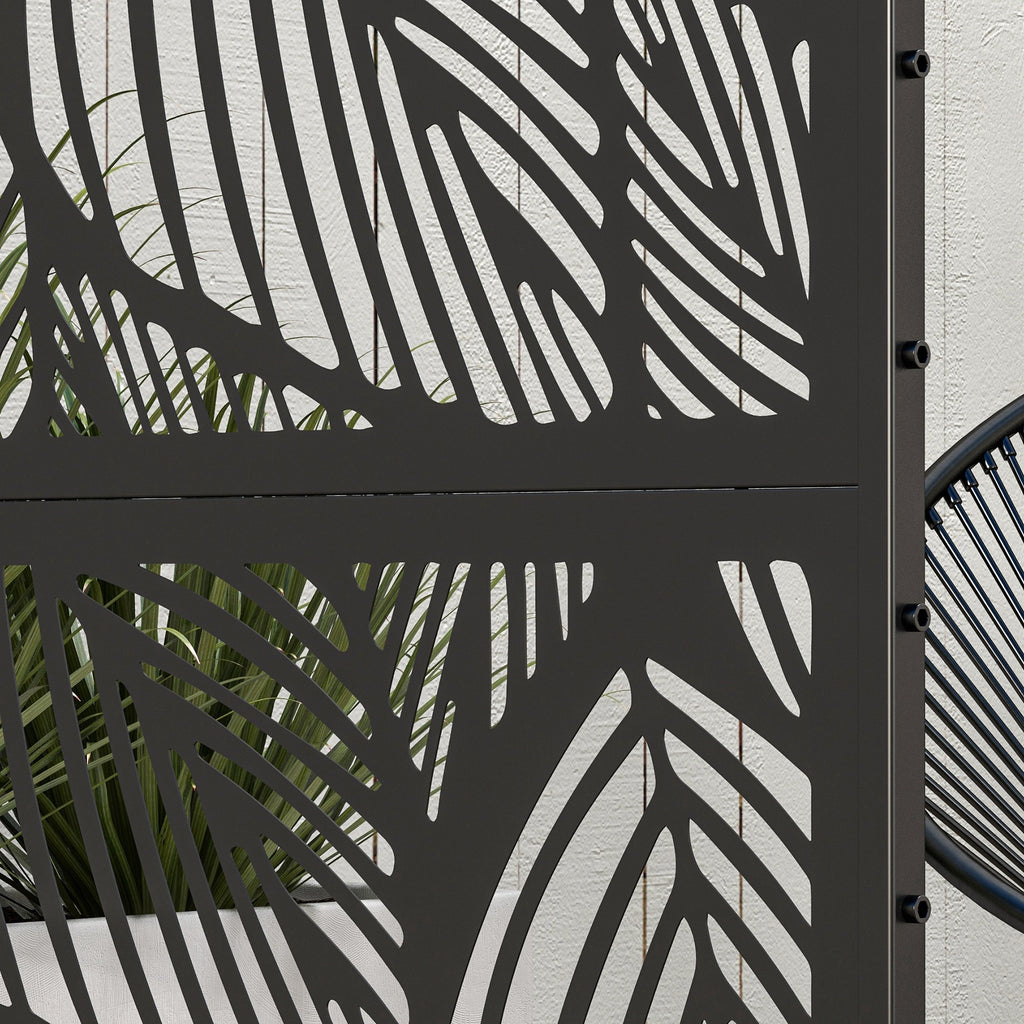 Outsunny Sichtschutz Sichtschutz Garten Gartenabtrennung, florale Muster, Metall, 122 x 45 x 198 cm, Schwarz