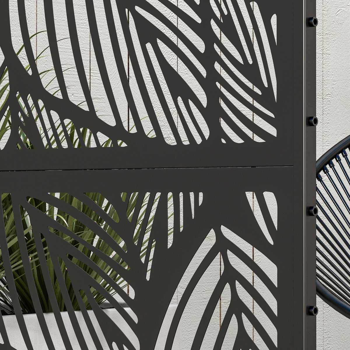 Outsunny Sichtschutz Sichtschutz Garten Gartenabtrennung, florale Muster, Metall, 122 x 45 x 198 cm, Schwarz