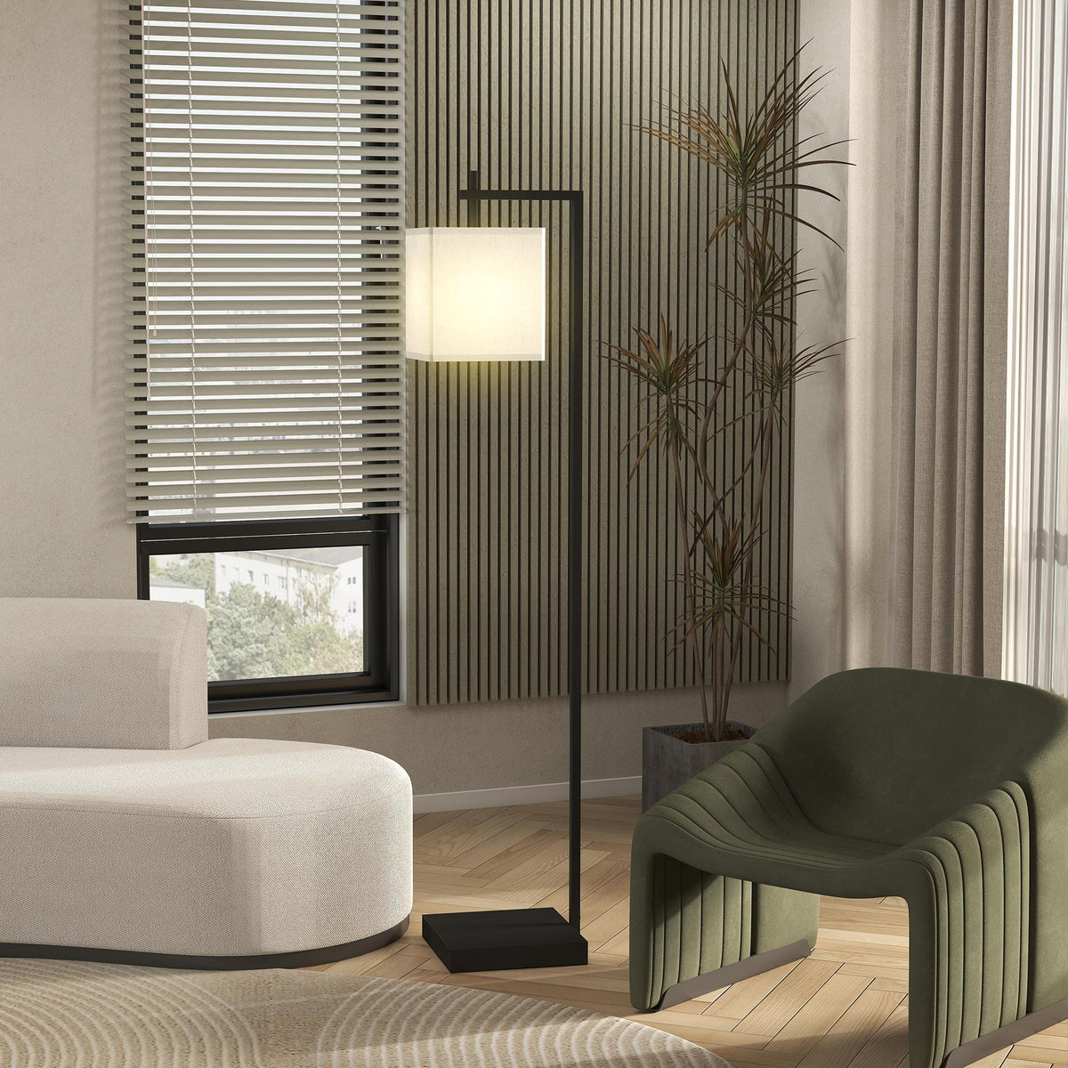 HOMCOM Stehlampe mit 10 Helligkeitsstufen und einstellbarer Farbtemperatur, Fernbedienung und 9W Lampe, Schwarz
