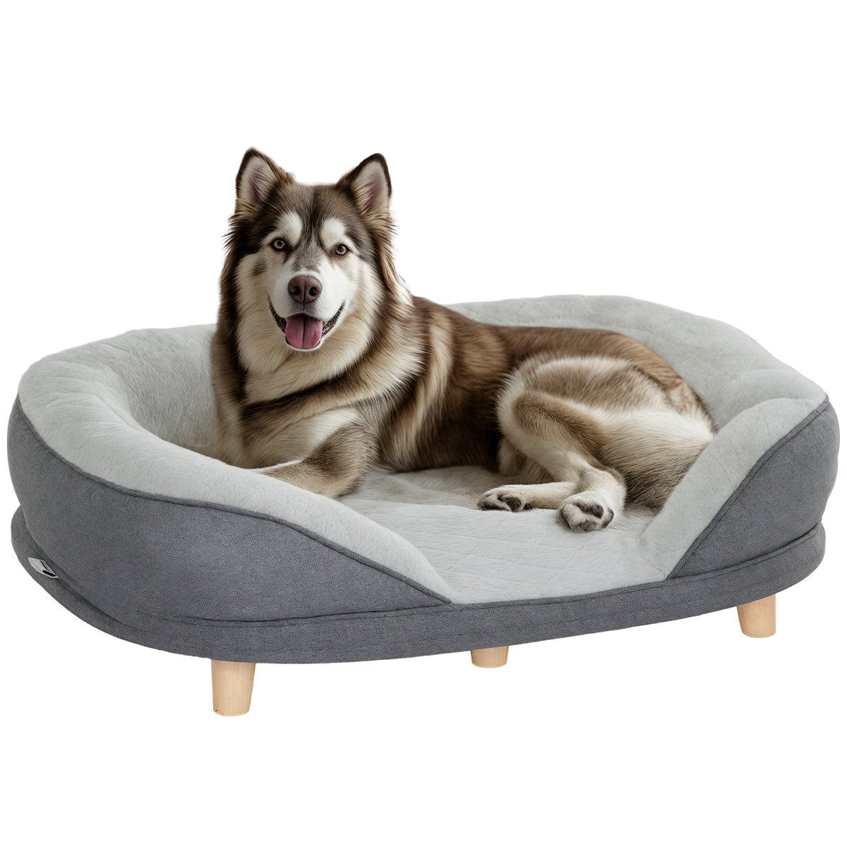 PawHut Hundebett für Hunde bis 25 kg, abnehmbarer Bezug, rutschfeste Füße, 90 x 78 x 25 cm, Grau