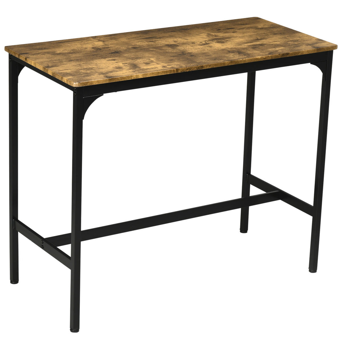 HOMCOM 5-tlg. Bartisch-Set im Industriedesign, 1 Bartisch, 4 Barhocker, Sitzgruppe, Küchentresen, Schwarz + Braun