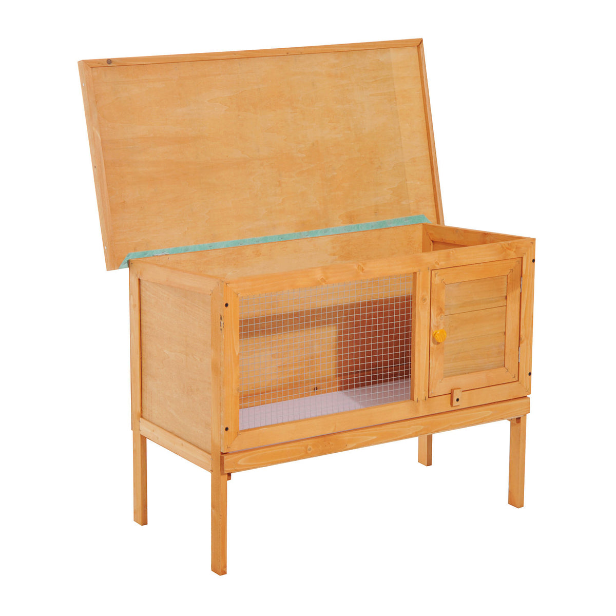 PawHut Kleintierstall Zwergkaninchenkäfig Zwergkaninchenstall wetterfest Holz Metall 90 cm x 45 cm x 65 cm