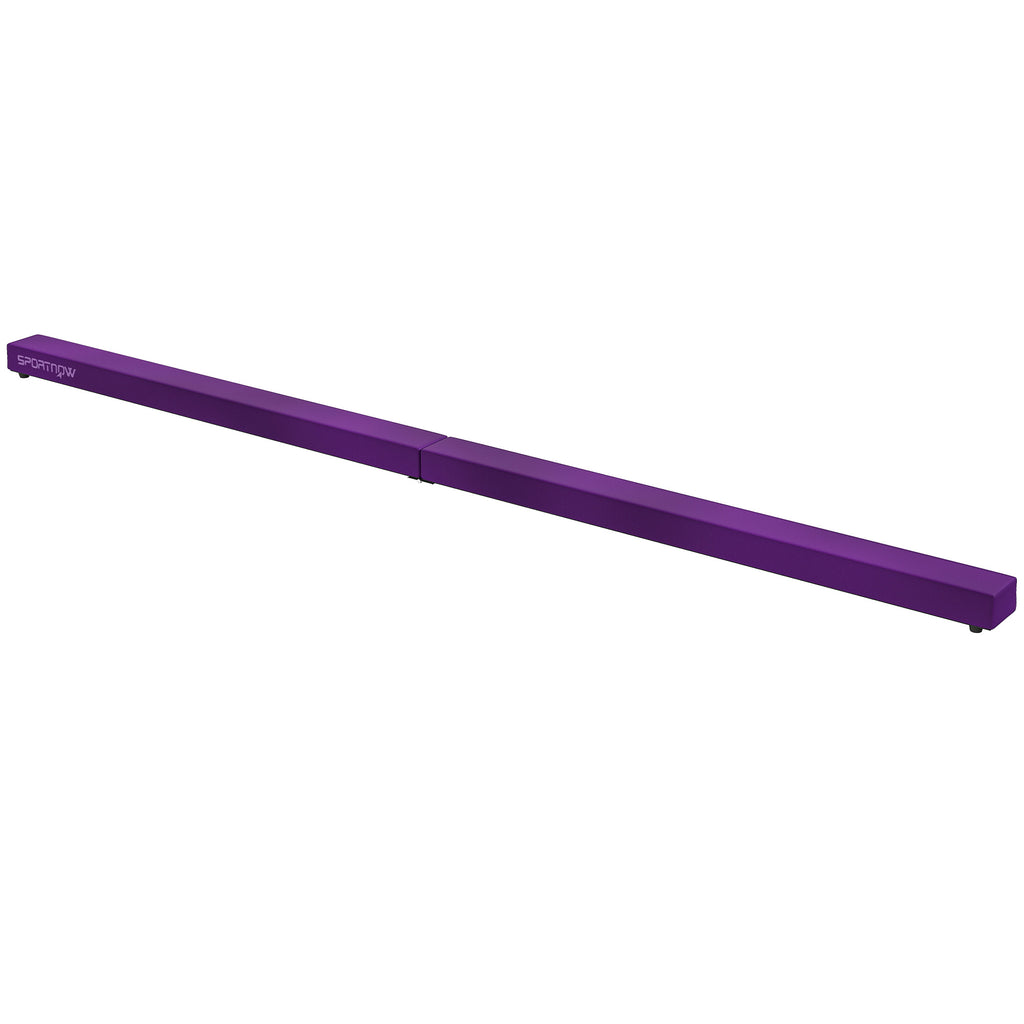 SPORTNOW Faltbarer Turnbalken 240 cm aus Samt, Balance Beam mit rutschfestem Boden, für Kinder und Erwachsene, Lila