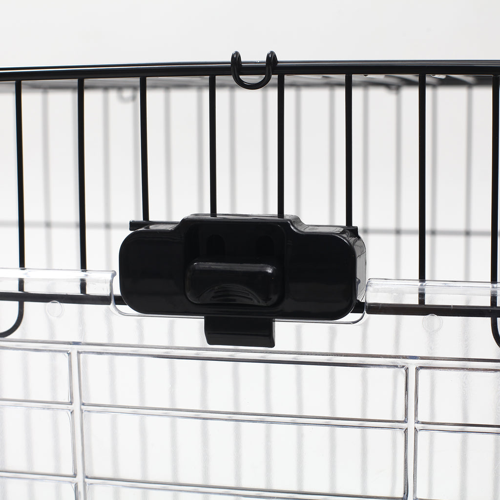 PawHut Kleintierkäfig mit Räder, 2 Türen, Plattform, Bodenfach, Metall, Schwarz, 81,2 x 52,7 x 66 cm