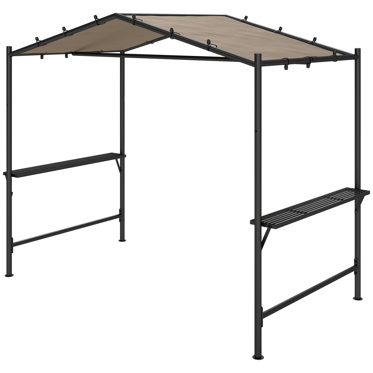 Outsunny Grillzelt Grilldach, wetterbeständig, inkl. Seitentaschen, 277 x 149 x 230 cm, Khaki