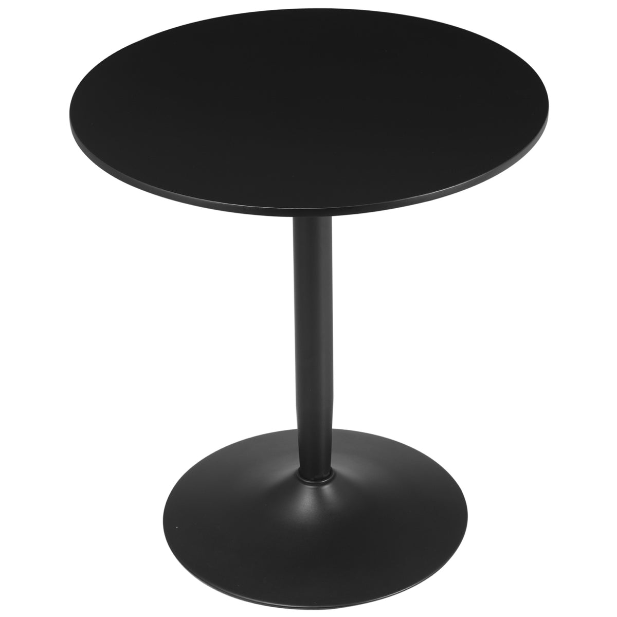HOMCOM Esstisch für 2 Personen, runde Tischplatte, Stahlfuß, schwarz, 70 x 70 x 75 cm