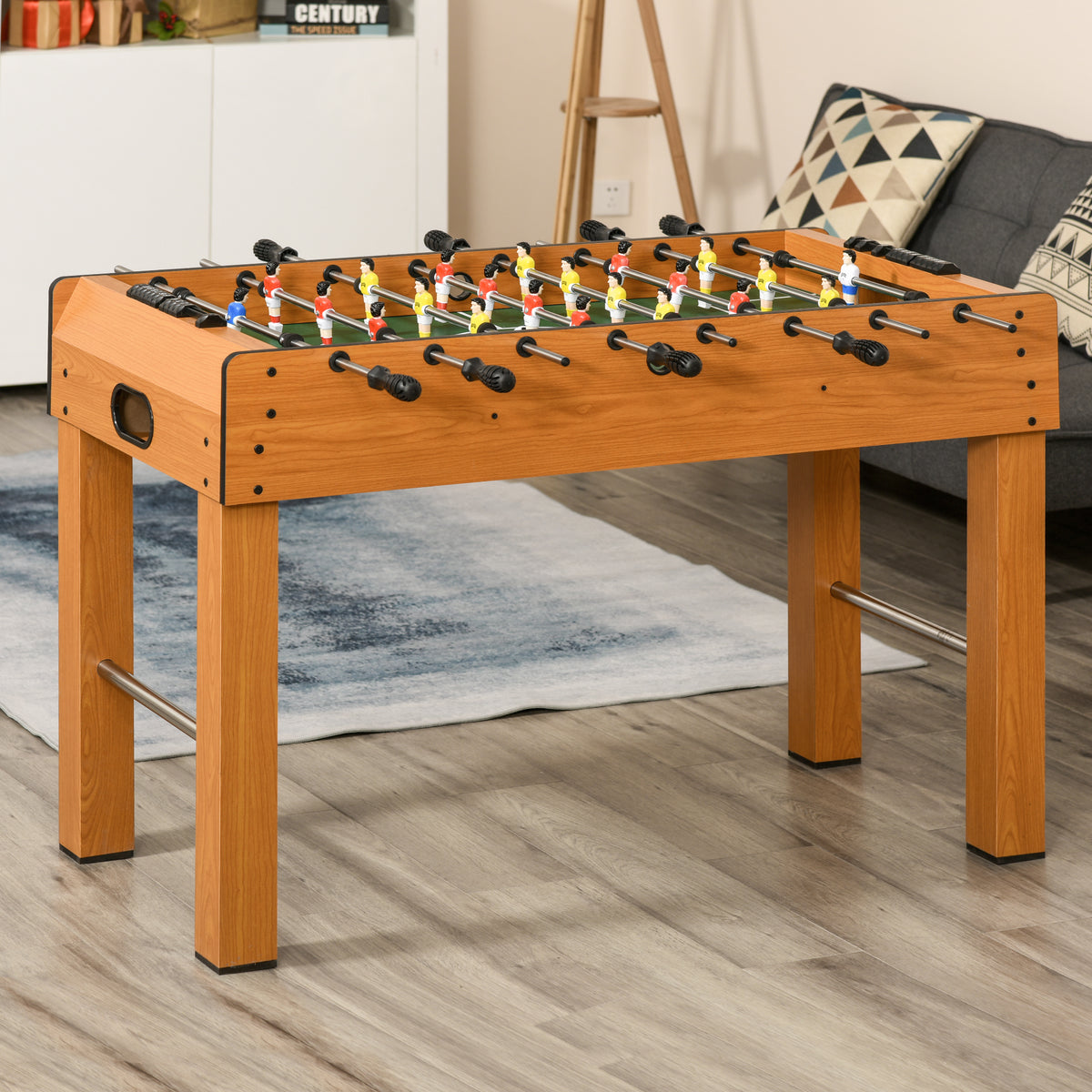 HOMCOM Professioneller Tischkicker für Erwachsene und Familie aus MDF, Billardtisch mit 2 Bällen, Punktezähler und 22 Spielern, 122x61x80,7cm