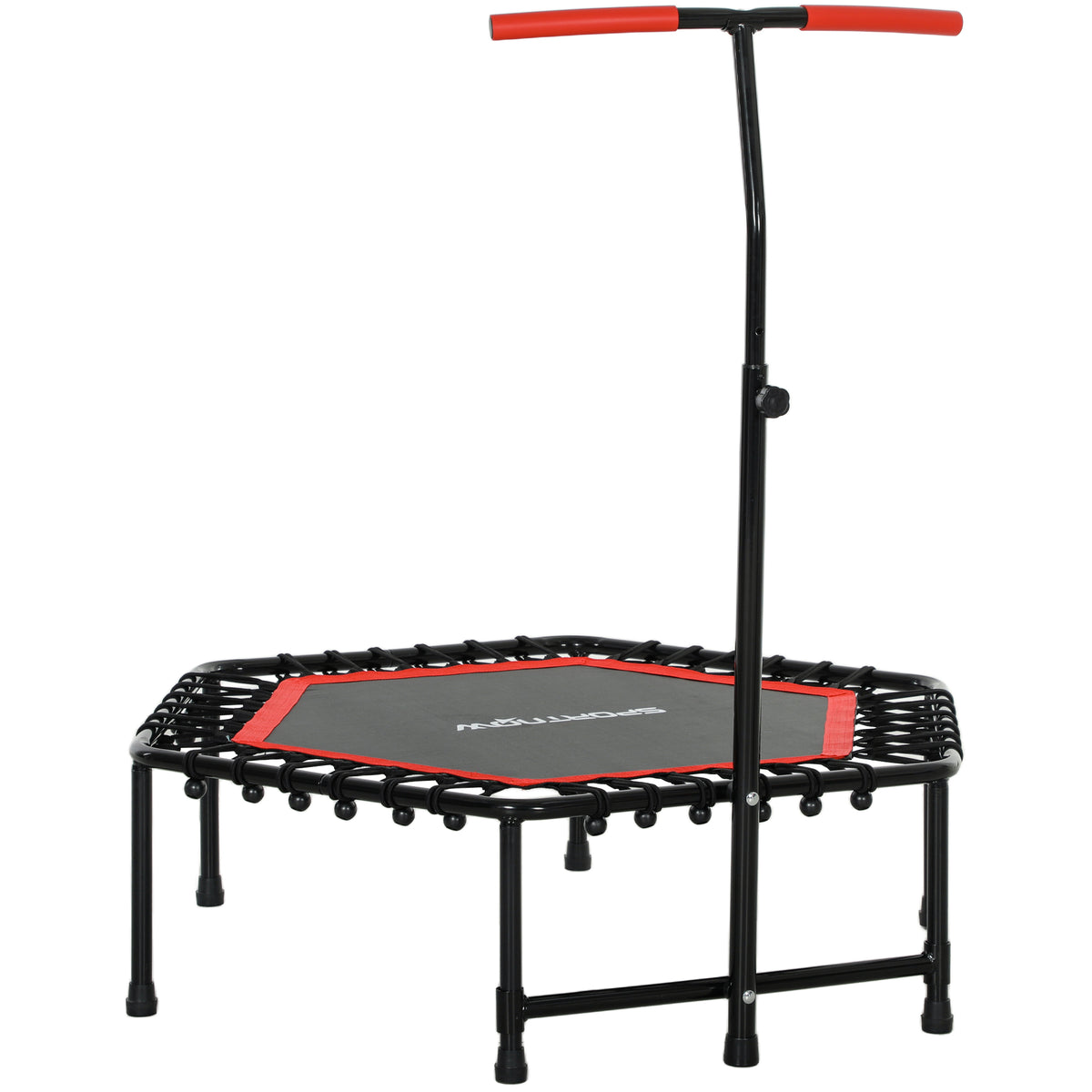 SPORTNOW Fitness-Trampolin 114 cm, elastische Seile, verstellbarer Griff 3 Positionen, leises Übungstrampolin, Rot