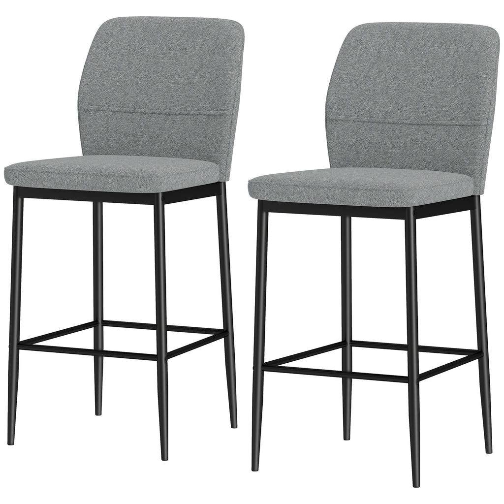 HOMCOM Set 2 moderne Barhocker aus Samt mit Fußstütze und Rückenlehne, 41x52x97 cm, Grau