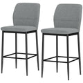 HOMCOM Set 2 moderne Barhocker aus Samt mit Fußstütze und Rückenlehne, 41x52x97 cm, Grau