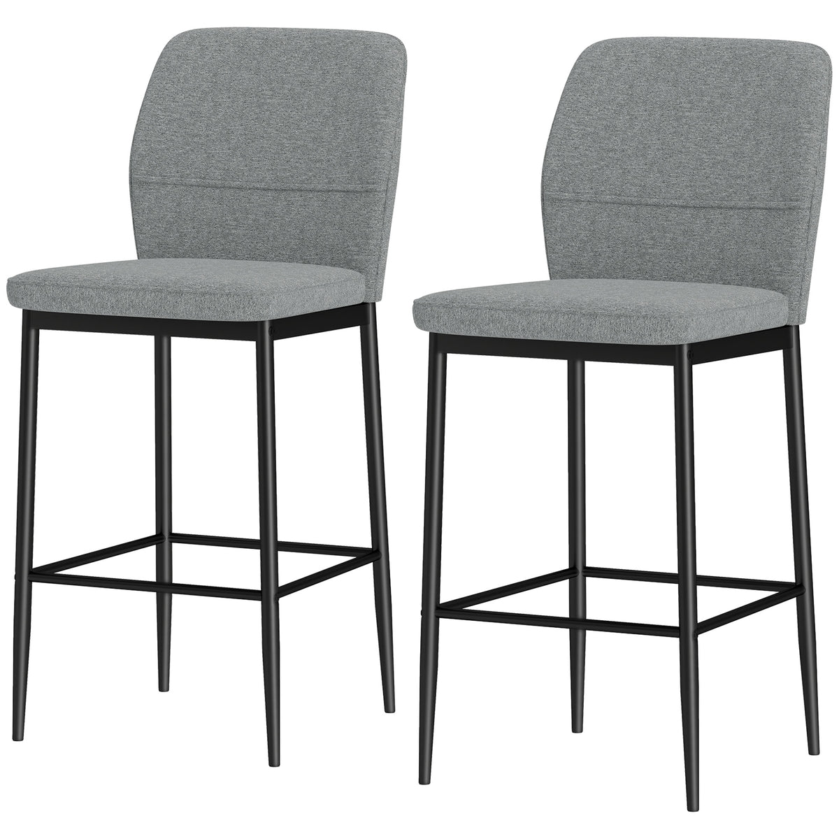 HOMCOM Set 2 moderne Barhocker aus Samt mit Fußstütze und Rückenlehne, 41x52x97 cm, Grau