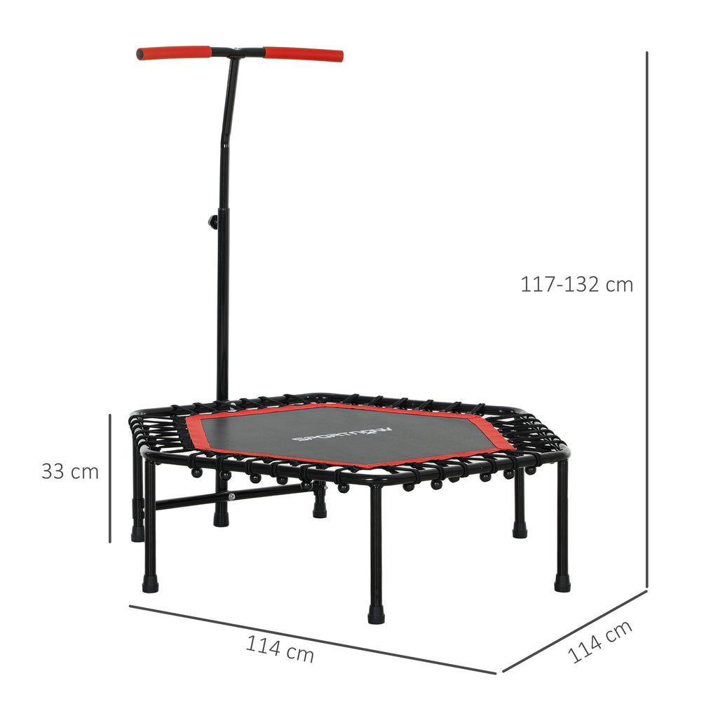 SPORTNOW Fitness-Trampolin 114 cm, elastische Seile, verstellbarer Griff 3 Positionen, leises Übungstrampolin, Rot