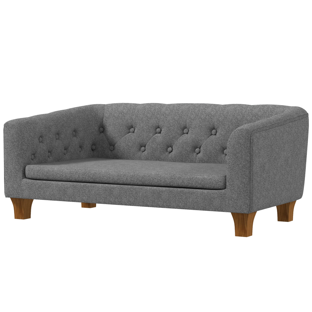 PawHut Hundesofa für kleine und mittelgroße Hunde mit weichem abnehmbarem Kissen, einfacher Installation, 96 x 60 x 42 cm grau