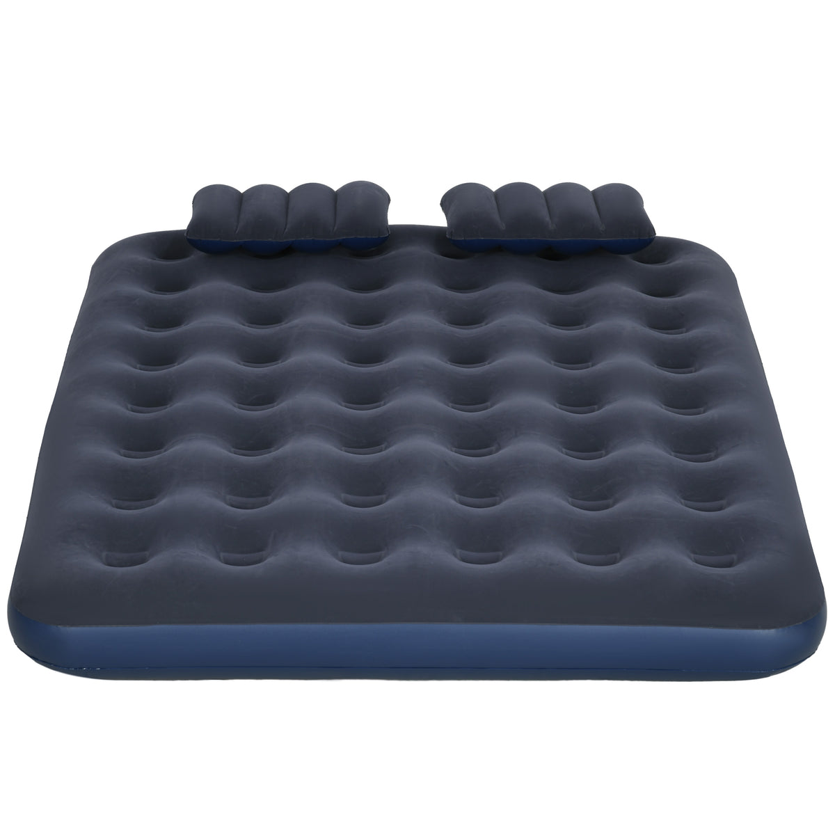 Outsunny Luftmatratze für 2 Personen mit integrierter Handpumpe, 2 Kopfstützen, beflockte Oberfläche, für Camping, Reisen, Blau