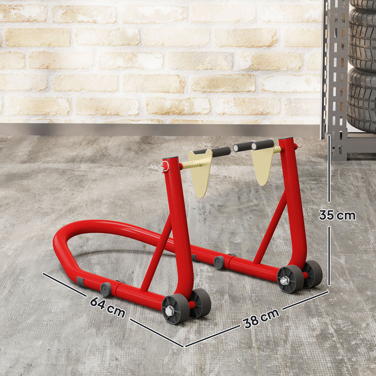 HOMCOM Motorradständer Set vorne/hinten Montageständer Motorradheber bis 544 kg Stahl Rot