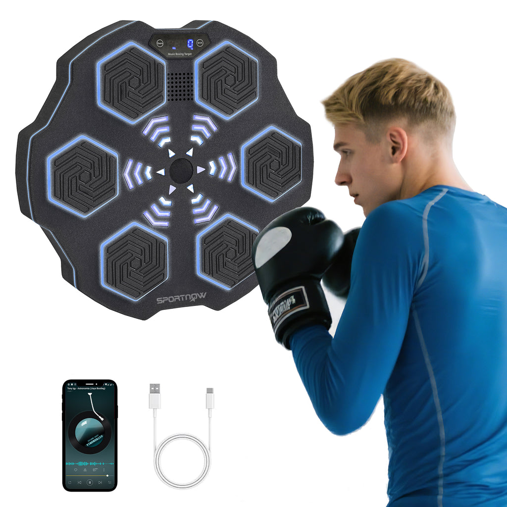 SPORTNOW Musikboxmaschine, Bluetooth-Boxgerät, Wandmontage, 9 Geschwindigkeiten und Modi, LED-Lichter, Schwarz