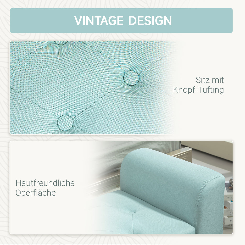 HOMCOM Sitzbank mit Stauraum, Polsterbank, belastbar bis 130 kg, Leinenoptik, Kautschukholz, 116 x 44 x 58 cm, Grün