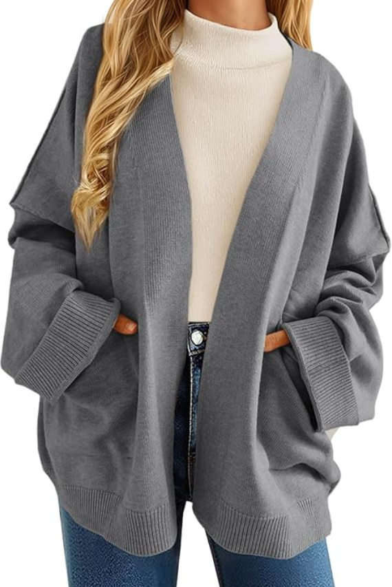 Womens Oversized Cardigans Long Sleeve Open Front Shawl Sweaters Knit Fall Outerwear with Pockets