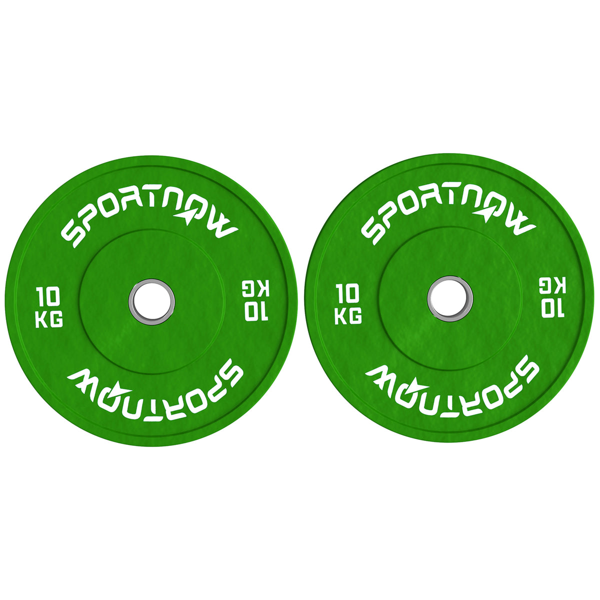 SPORTNOW Set 2 Gewichtsscheiben 10 kg aus Gummi mit 2"/5 cm Loch für Kurzhanteln und Hantelstangen, Grün