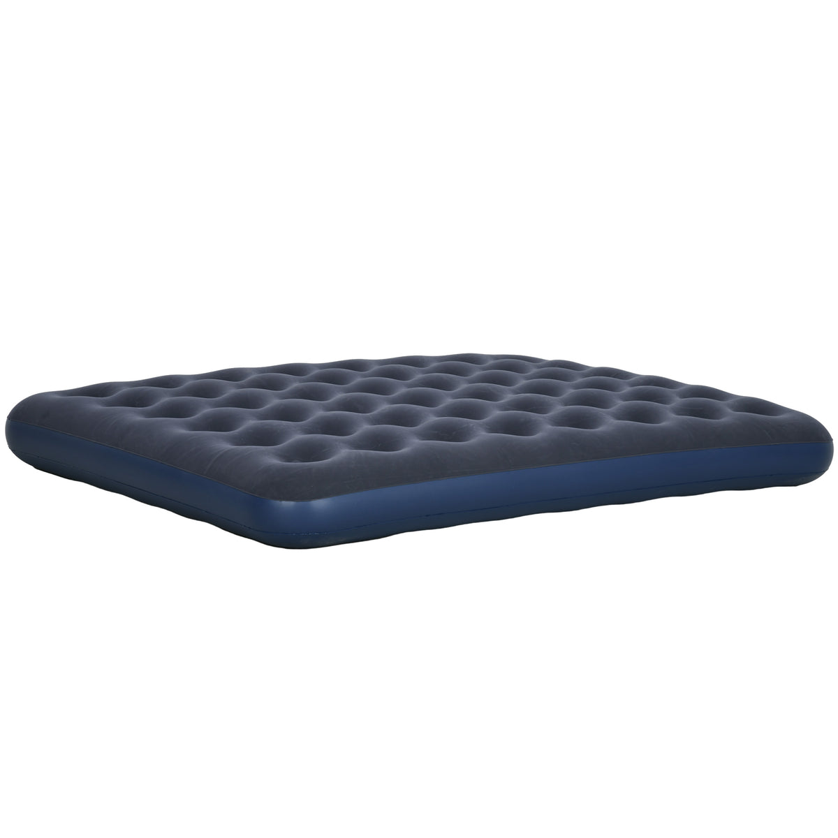 Outsunny Luftmatratze für 2 Personen, Luftmatratze mit integrierter Handpumpe, beflockt, Blau