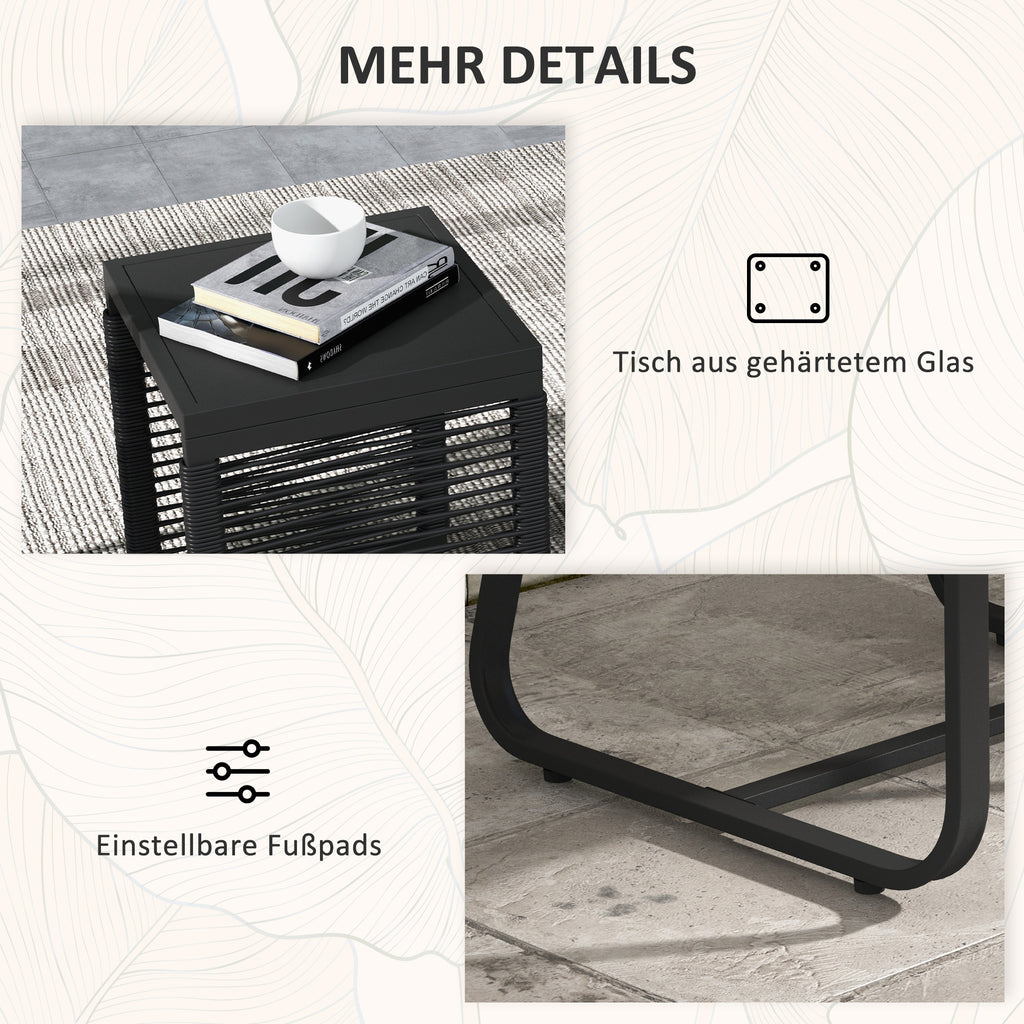 Outsunny 3-teiliges Bistro-Set Balkon-Set Terrassen-Set, wetterbeständig, modernes Design, 53 cm x 57 cm x 77 cm, Schwarz + Grau