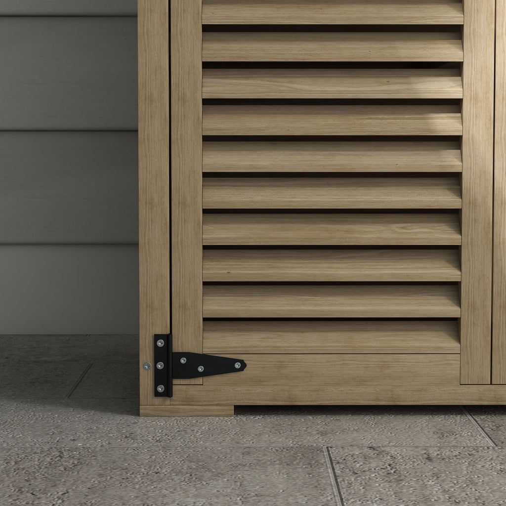 Outsunny Gartenschrank Geräteschuppen aus Holz 2 Regale Bitumendach Lamellentüren abschließbar 75 x 50 x 118