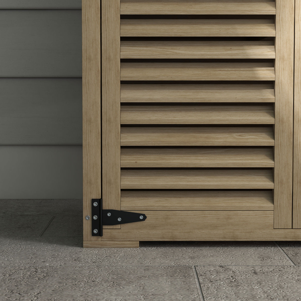 Outsunny Gartenschrank Geräteschuppen aus Holz 2 Regale Bitumendach Lamellentüren abschließbar 75 x 50 x 118
