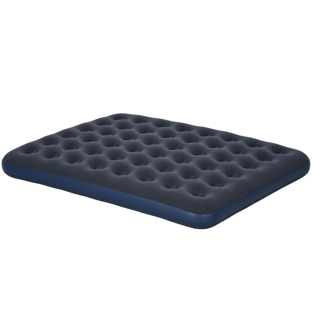 Outsunny Luftmatratze für 2 Personen, Luftmatratze mit integrierter Handpumpe, beflockt, Blau