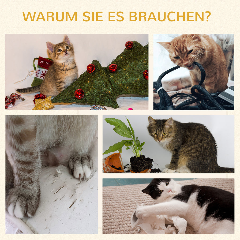 PawHut Kratzbaum Holz 122 cm hoch Katzenturm mit drei Ebenen, Sisalstämme, Plattform, mehrstöckiger Katzenkratzbaum, Kletterbaum für Katzen unter 4,5kg, Natur+Creme
