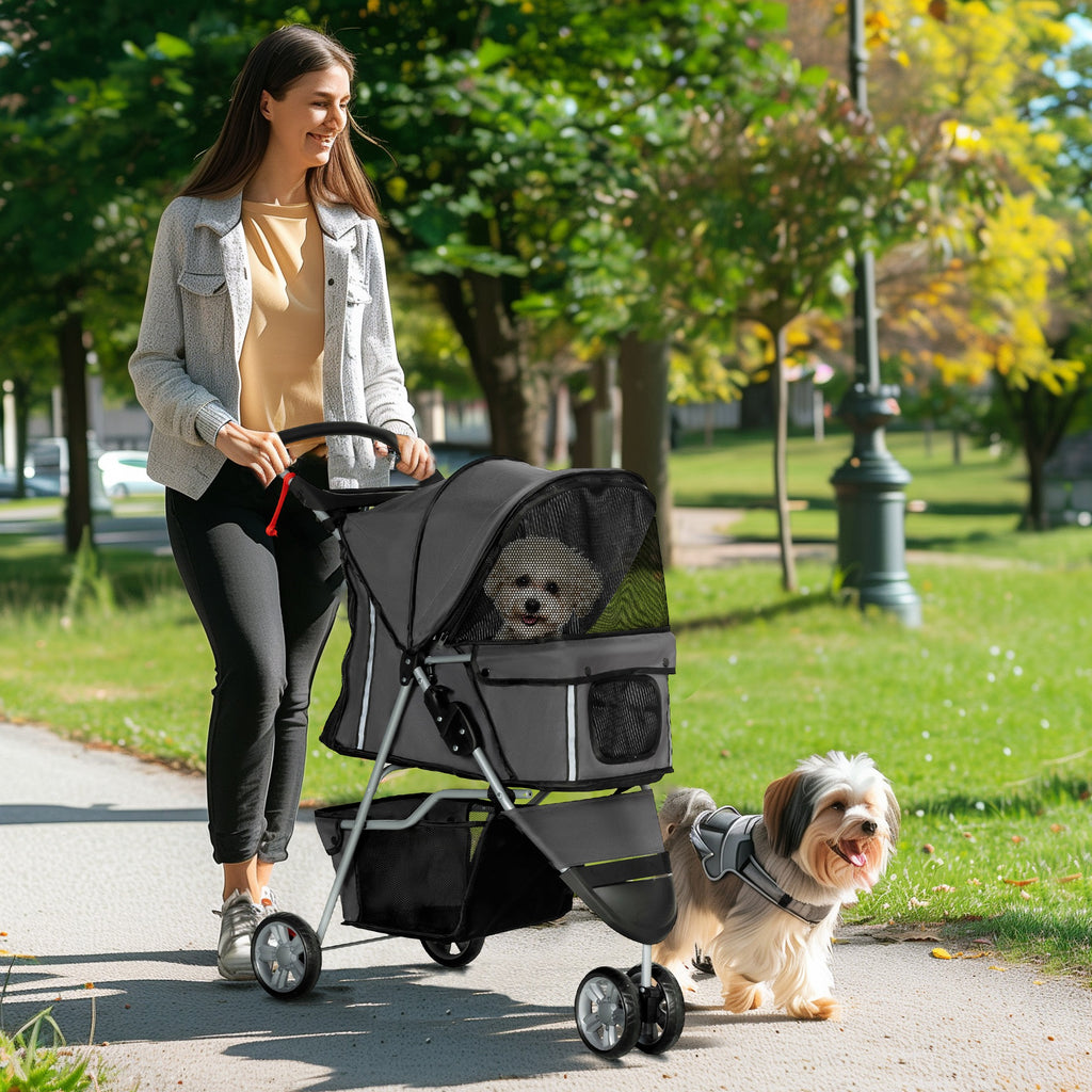 PawHut Hundewagen Hundebuggy klappbar für Hunde & Katzen bis 10 kg 75 x 45 x 97 cm Dunkelgrau