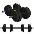 SPORTNOW 2-in-1 Hantel-Set, Lang- & Kurzhantel, 15 kg, rutschfest, bodenschonend, Schwarz/Grün