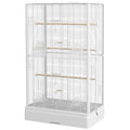PawHut Vogelkäfig Voliere mit Türen Sitzstangen Käfig für Kanarienvögel Wellensittiche Papageien 61 x 36,5 x 98 cm weiß