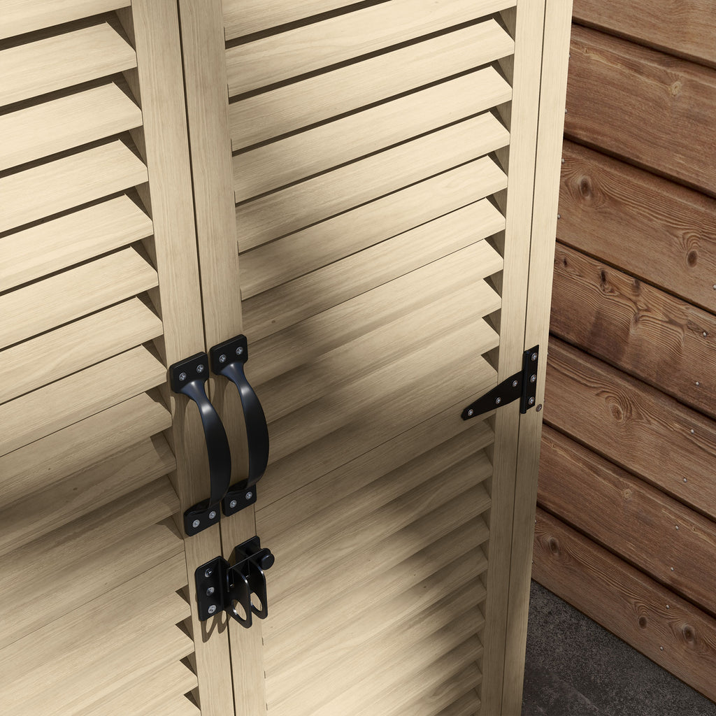 Outsunny Gartenschrank Geräteschuppen aus Holz 2 Regale Bitumendach Lamellentüren abschließbar 75 x 50 x 118