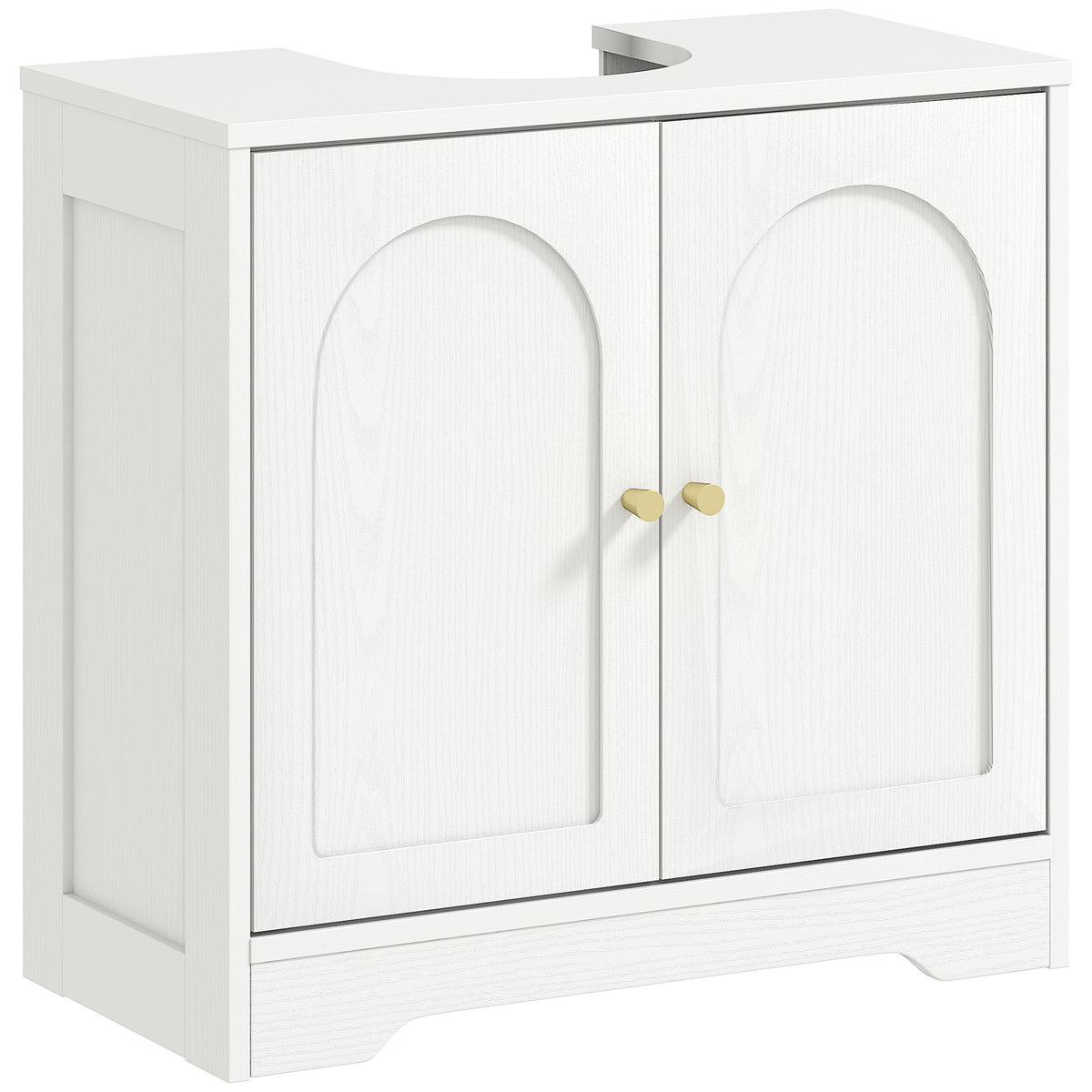 HOMCOM Waschtisch-Unterschrank Badezimmer mit Schrank mit Türen und höhenverstellbarem Regal, für Waschbecken mit oder ohne Sockel, weiß