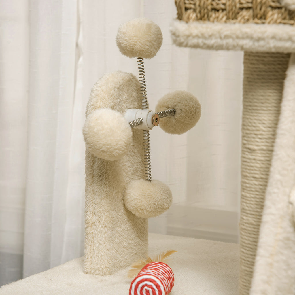 PawHut mit Katzenhöhle inkl. Spielzeug  Sisal Plüsch Khaki + Beige + Kaffee