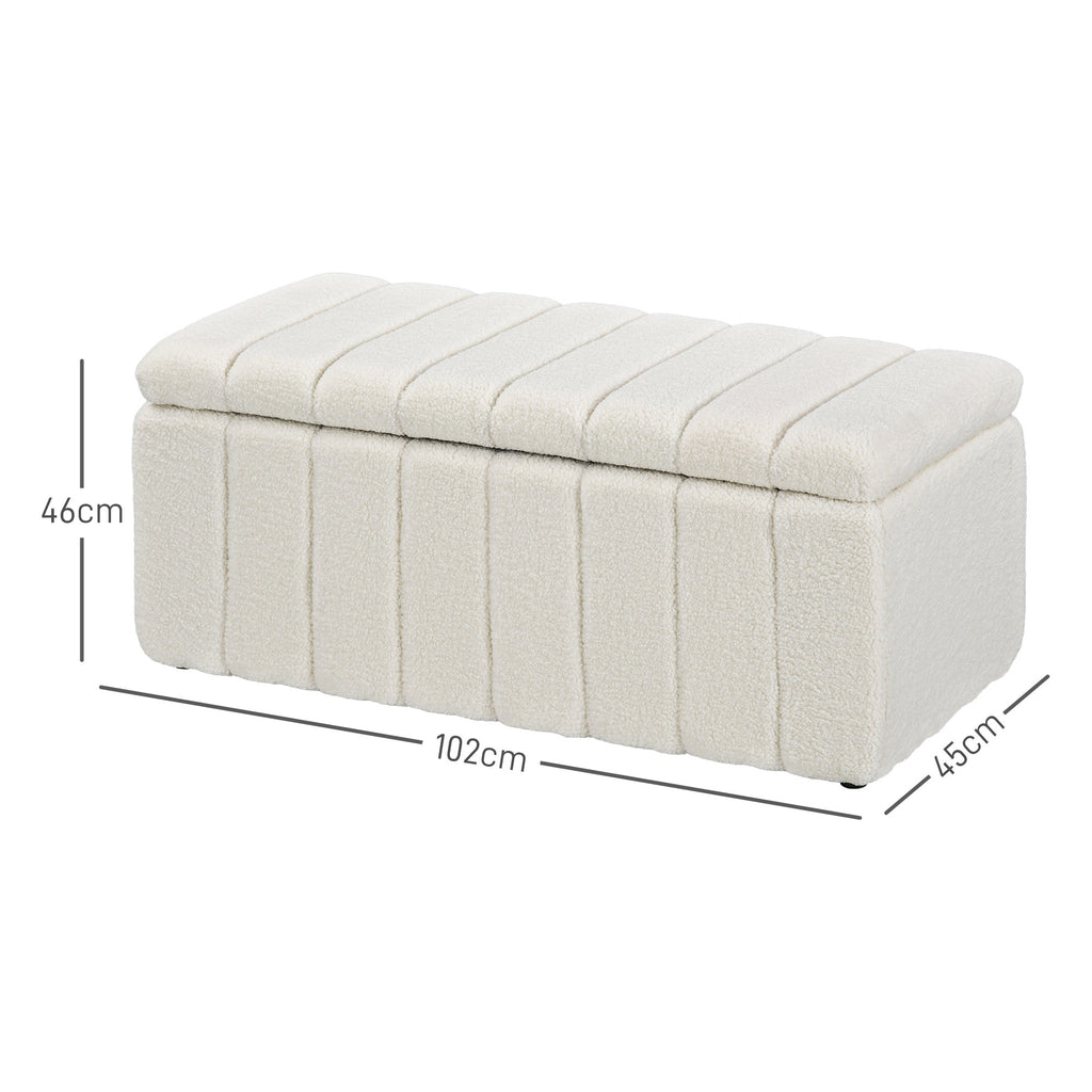 HOMCOM Polsterbank, Bettbank mit Stauraum, belastbar bis 120kg, 102x45x46cm, Cremeweiß