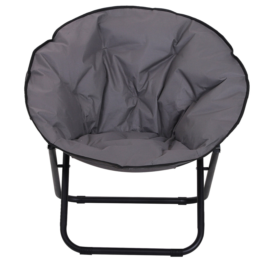 Outsunny Campingstuhl Faltbar Campingsessel mit Lehne, Klappstuhl bis 120kg, gepolstert Moonchair Extra Breit, Faltsessel Outdoor Stuhl für Garten, Balkon, Camping, Grau