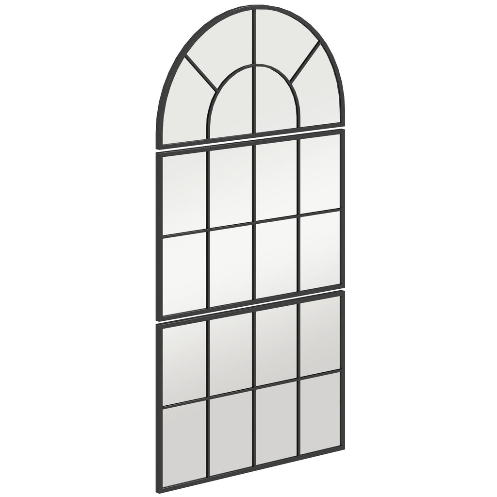 HOMCOM Wandspiegel, Fensterspiegel, dreiteilig, Metallrahmen, 76 x 53 cm, Schwarz