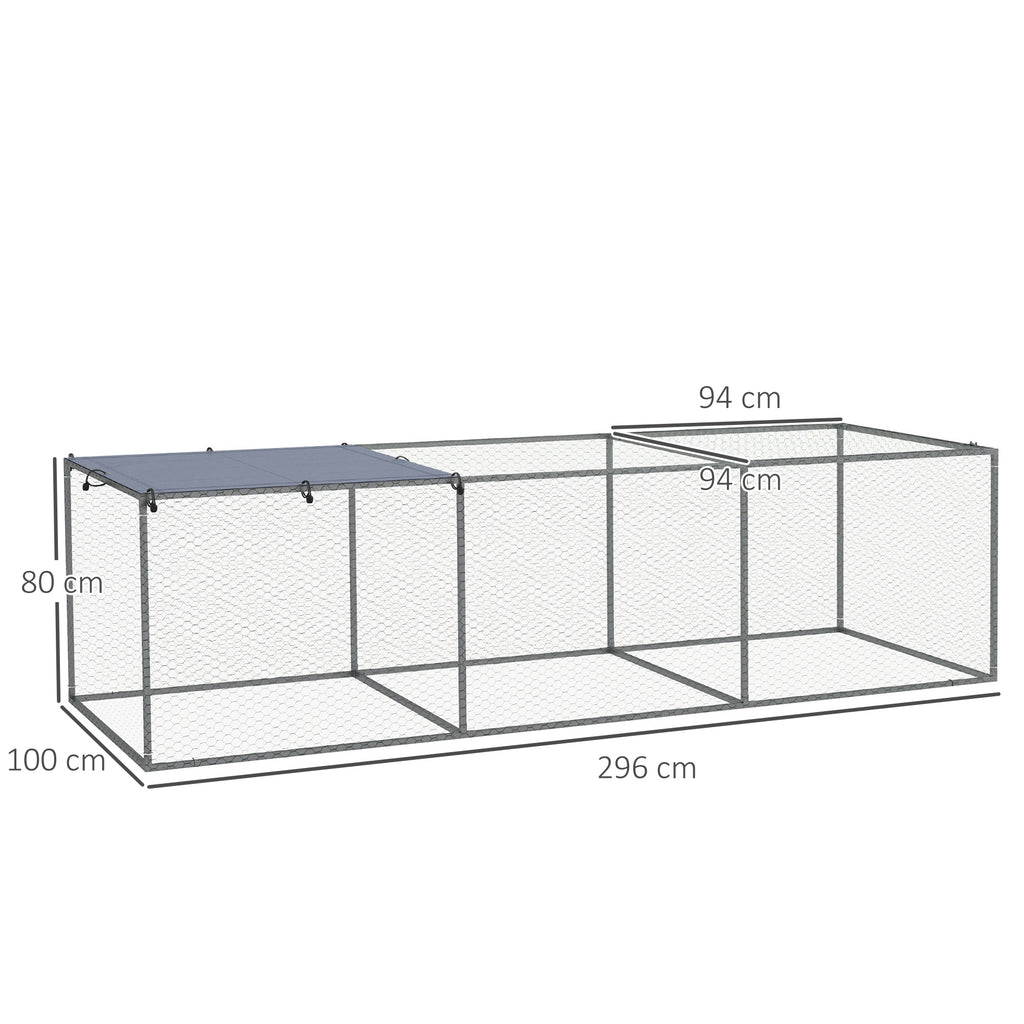 PawHut Enclos poulailler cage clapier extérieur 3 m² für Kleintiere dim. 3 x 1 x 0,8 m verzinkter Stahl