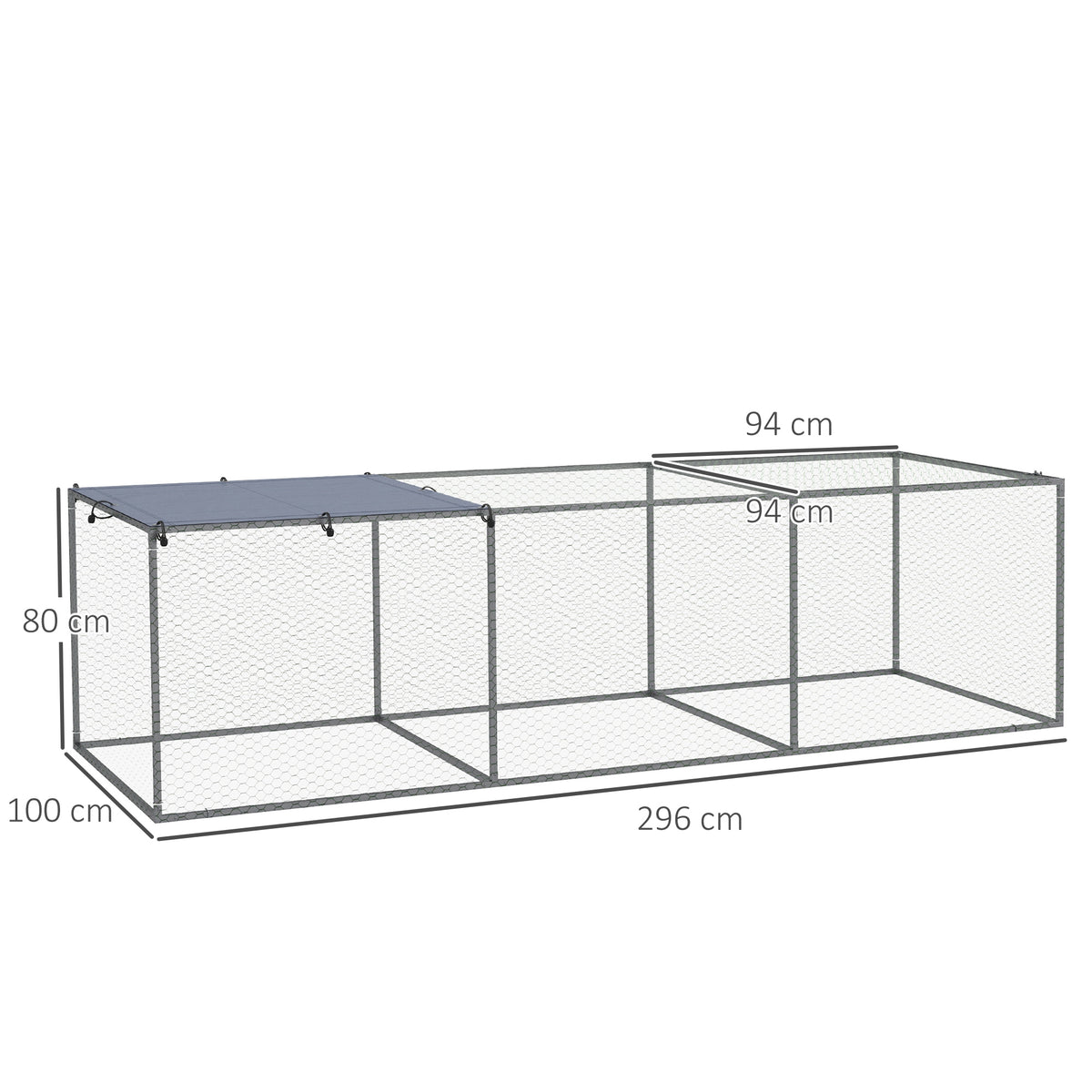 PawHut Enclos poulailler cage clapier extérieur 3 m² für Kleintiere dim. 3 x 1 x 0,8 m verzinkter Stahl