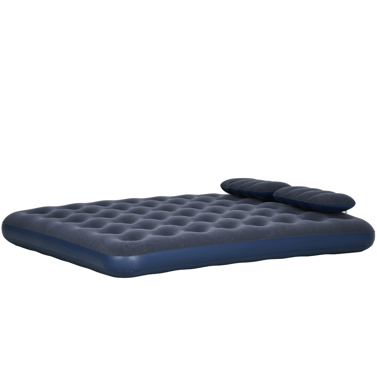 Outsunny Luftmatratze für 2 Personen mit integrierter Handpumpe, 2 Kopfstützen, beflockte Oberfläche, für Camping, Reisen, Blau