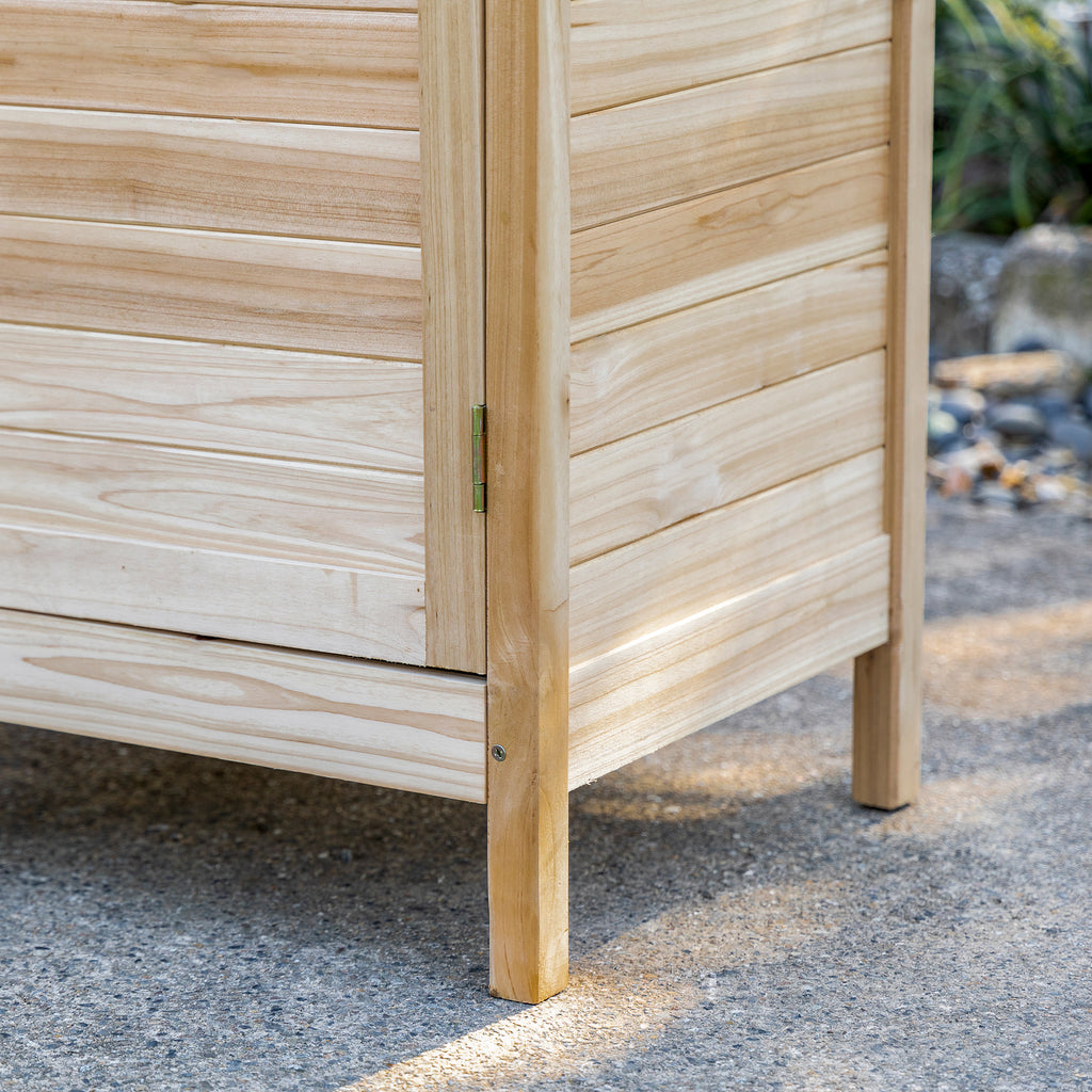 Outsunny Pflanztisch mit verzinkter Arbeitsplatte Gärtnertisch mit Schublade Schrank Garten Arbeitstisch Massivholz Natur 112 x 48 x 125 cm
