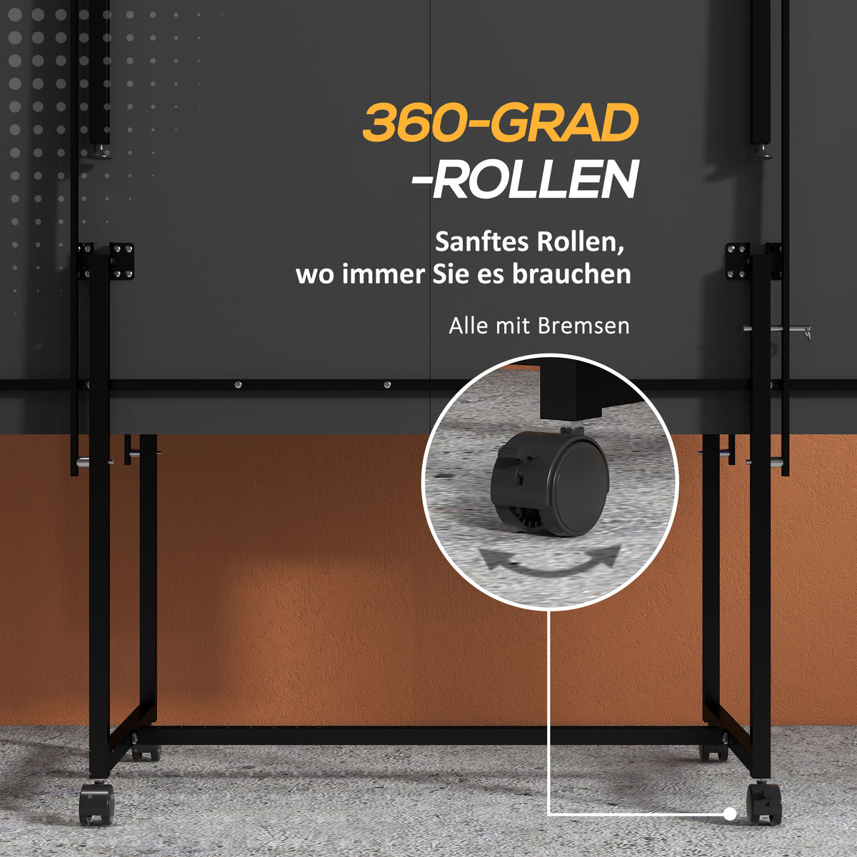 SPORTNOW Tischtennisplatte, klappbar, mobil, 2 Schläger, 3 Bälle, Metallrahmen, 274x152,5x76 cm, Blau