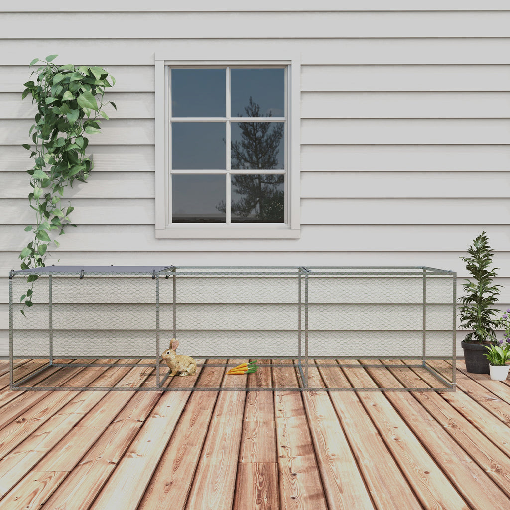 PawHut Enclos poulailler cage clapier extérieur 3 m² für Kleintiere dim. 3 x 1 x 0,8 m verzinkter Stahl