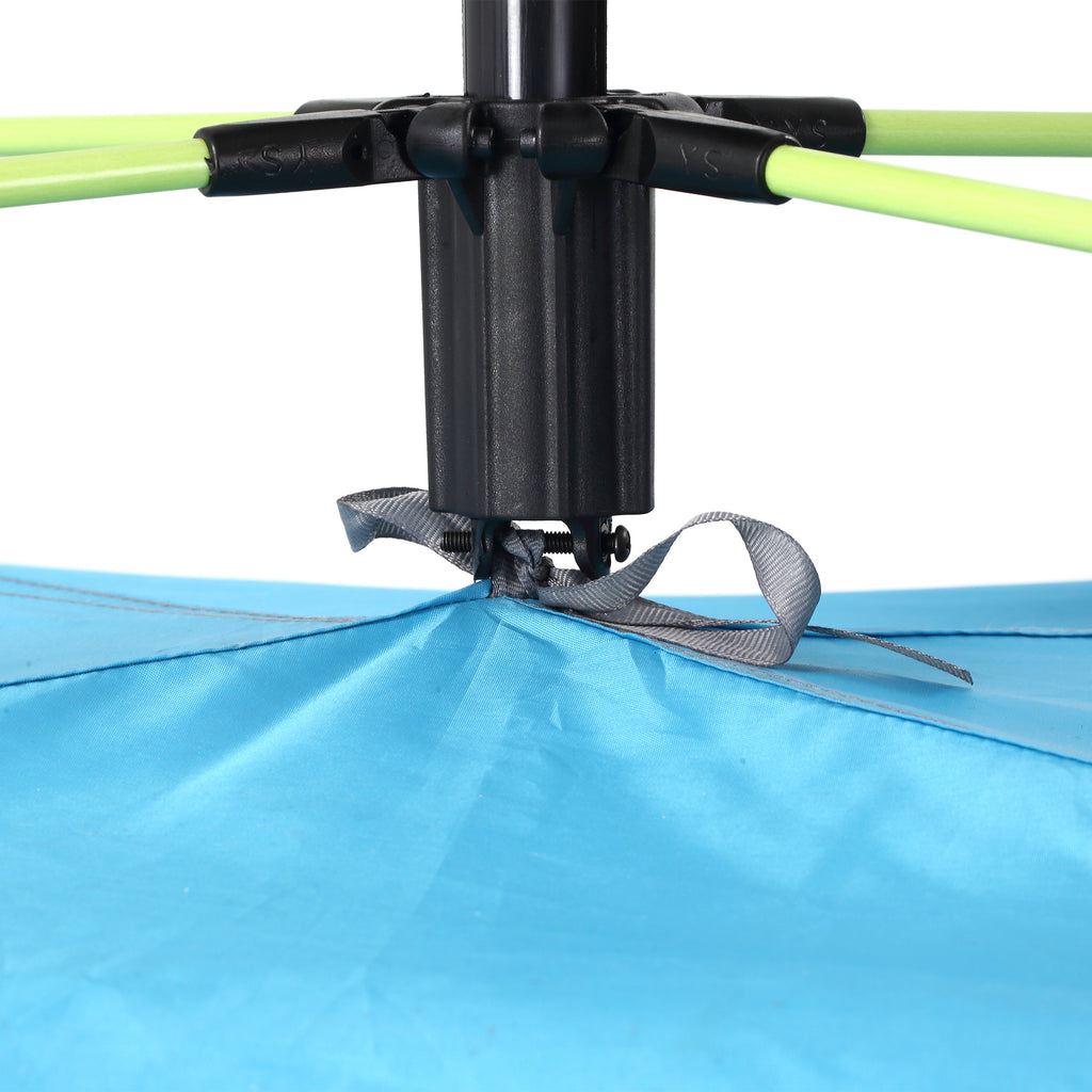 Outsunny Strandzelt Pop-Up mit Reißverschlusstür, aus Polyester und Glasfaser, 220x173x120 cm, Hellblau und Gelb