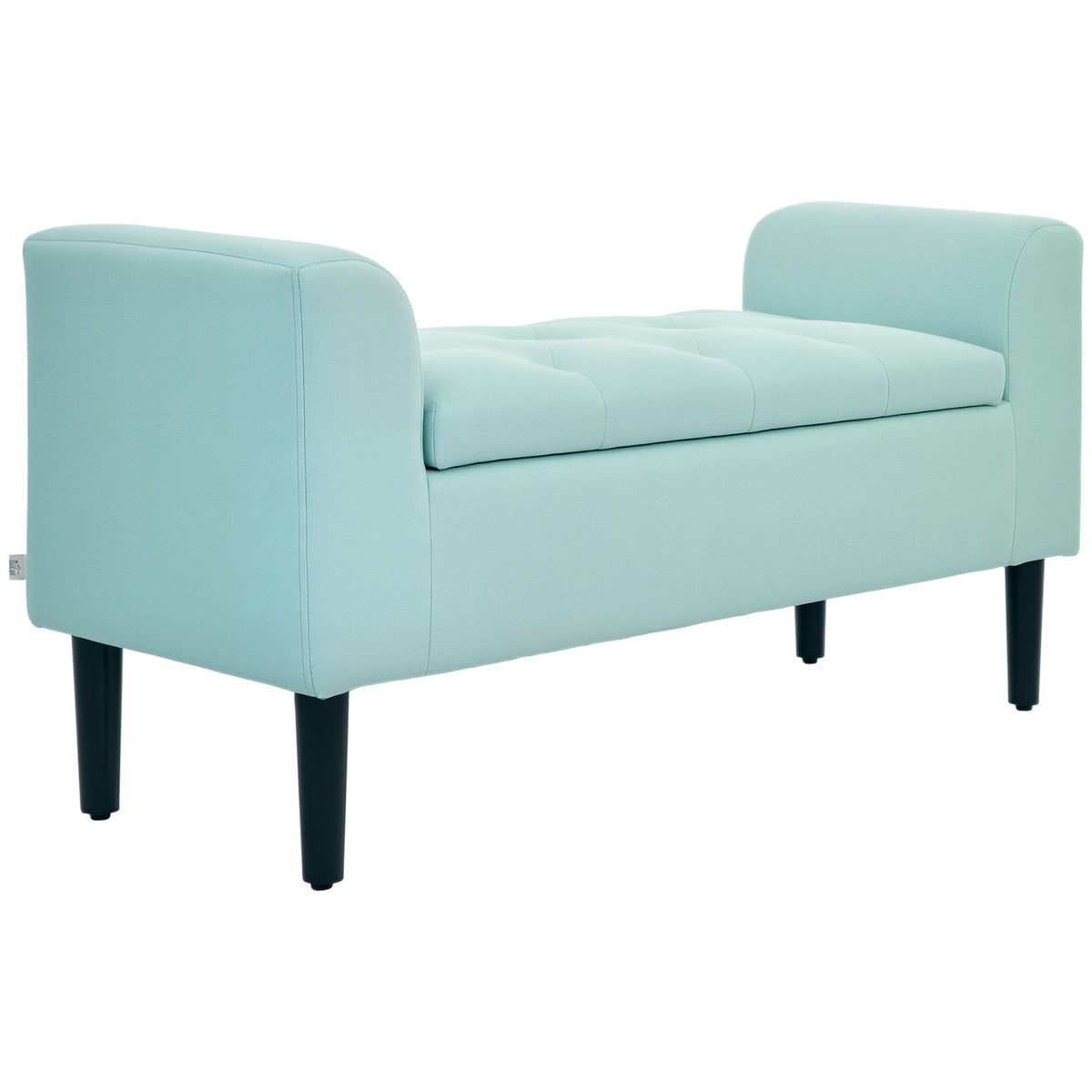HOMCOM Sitzbank mit Stauraum, Polsterbank, belastbar bis 130 kg, Leinenoptik, Kautschukholz, 116 x 44 x 58 cm, Grün