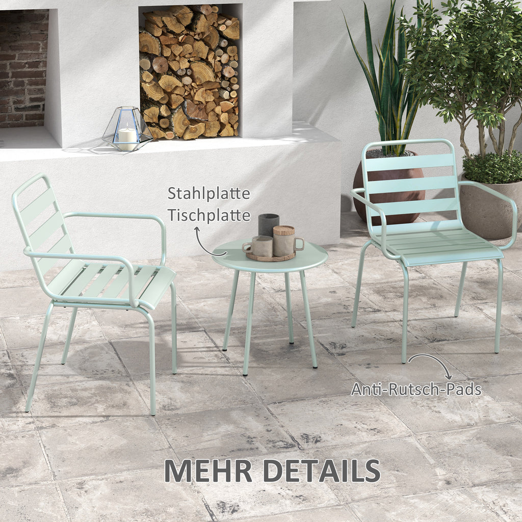 Outsunny 3teiliges Bistro-Set Balkonbistro-Set 2er-Bistroset, klappbar, modernes Design, 51 x 58 x 78 cm, Grün