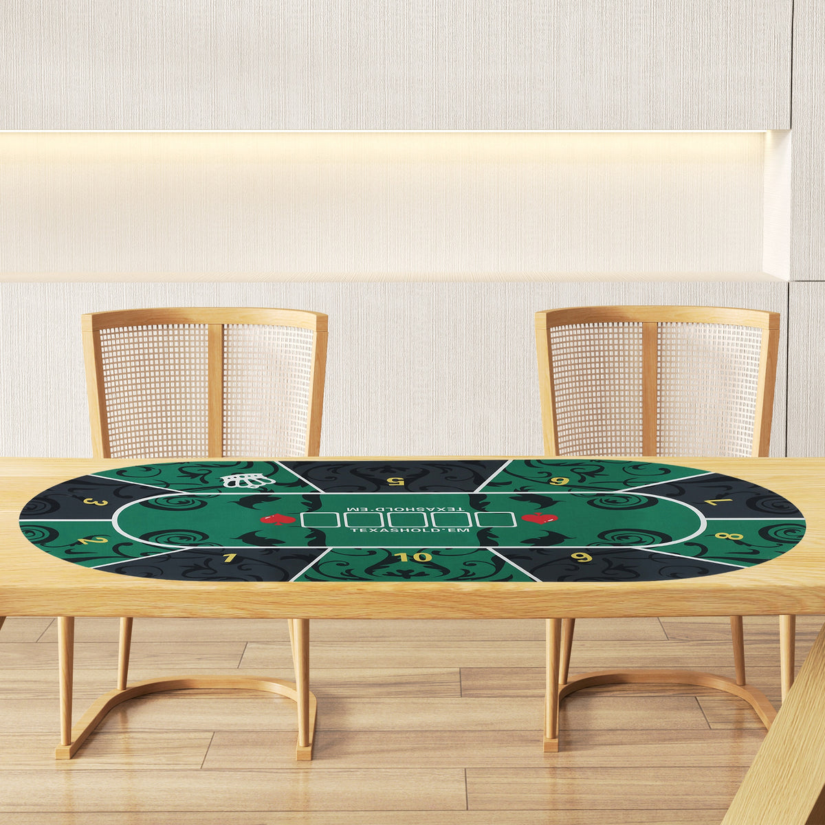 SPORTNOW Pokertischdeck, Pokertischauflage für bis zu 10 Spieler, inkl. Transporttasche, 180 x 90 x 0,5 cm, grün und schwarz
