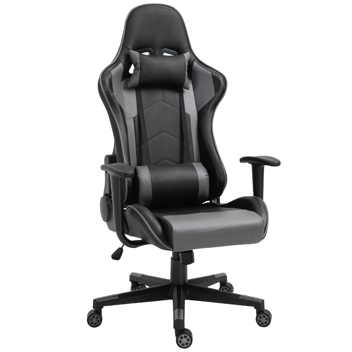 Vinsetto Ergonomischer Bürostuhl, Gaming Stuhl, Drehstuhl, Kunstleder, Schaumstoff, Schwarz, 67,5 x 74x 126-136 cm